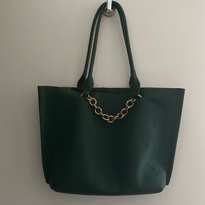 Zara Green Tote Bag with Gold Chain